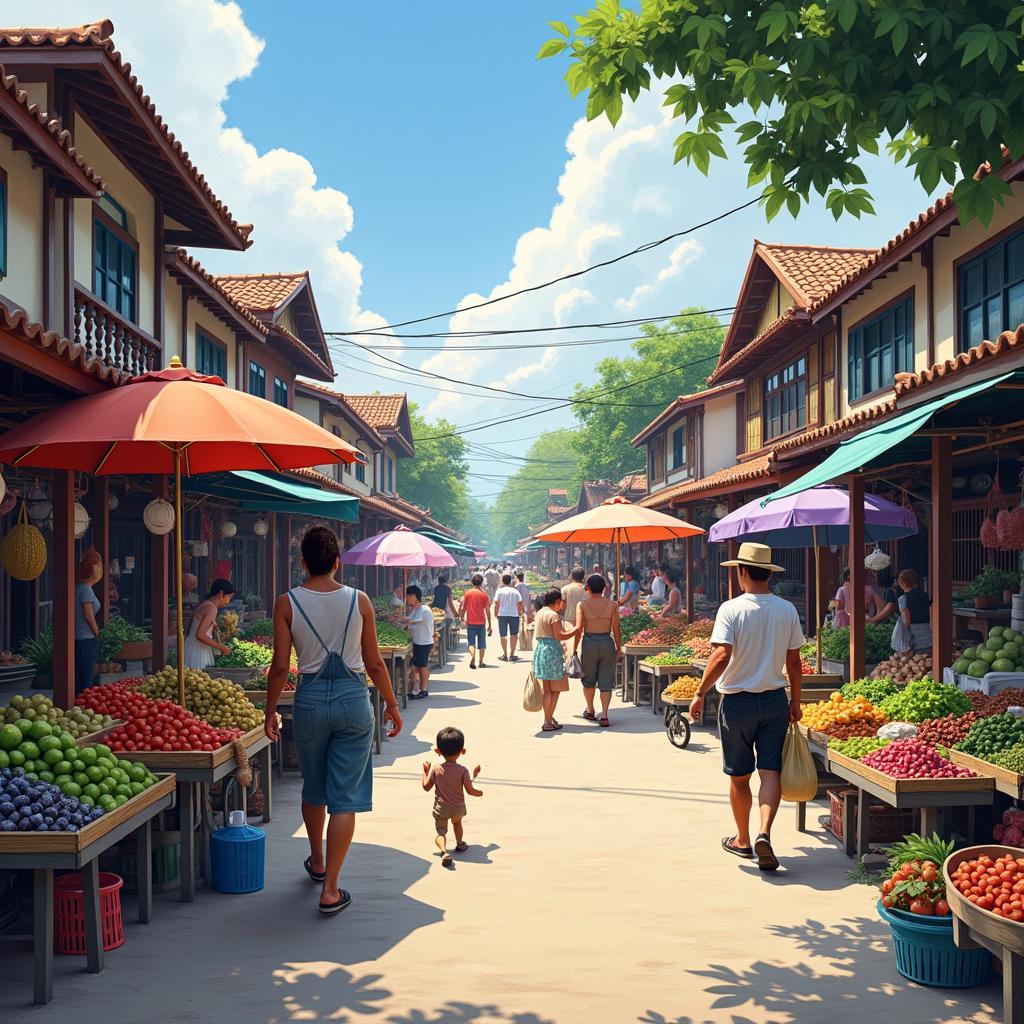 Hoạt động mua bán sầm uất tại một khu chợ truyền thống ở Phường Hòa Khánh, Quận Liên Chiểu, Thành phố Đà Nẵng, thể hiện đời sống sinh hoạt và kinh tế địa phương nhộn nhịp