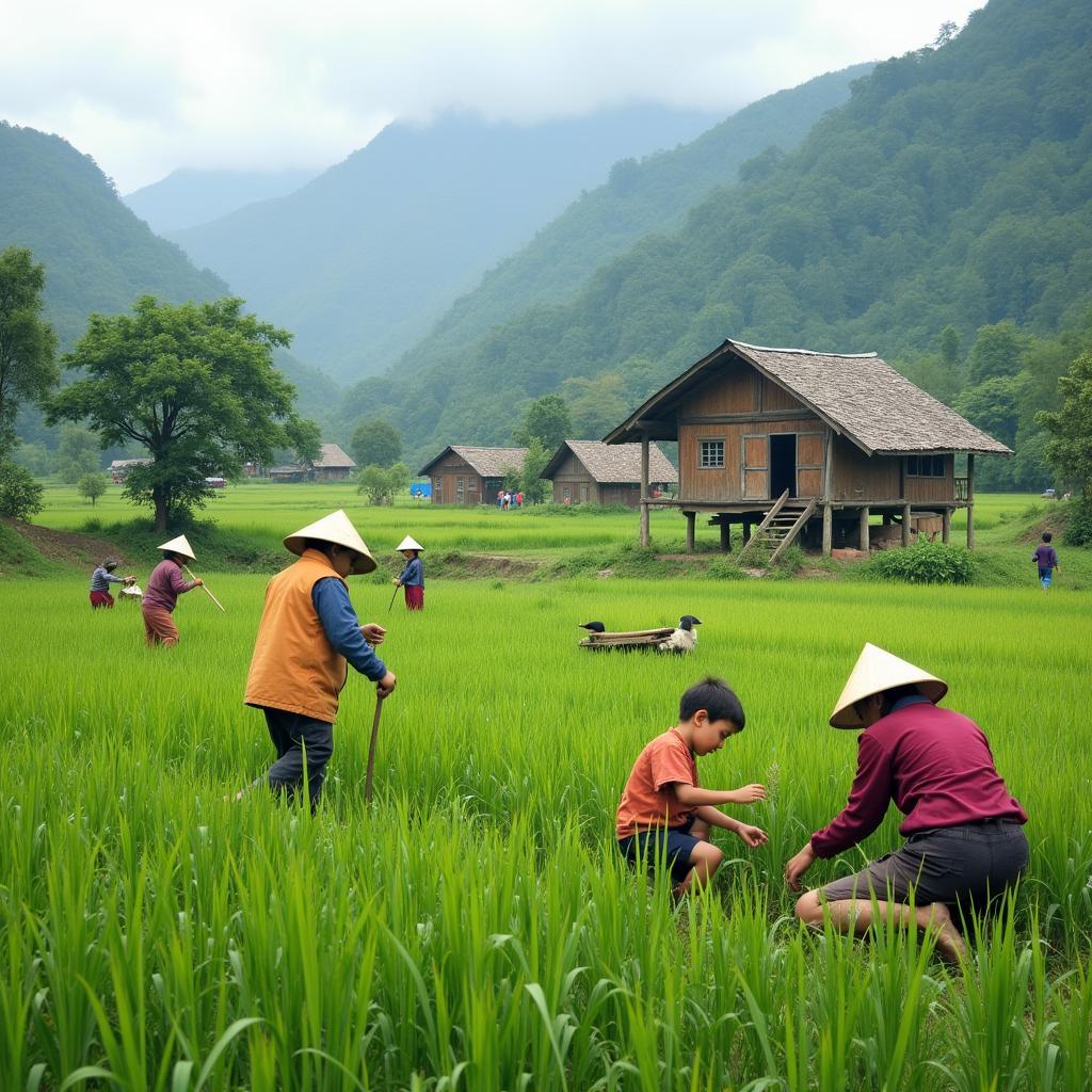 Hinh anh doi song sinh hoat nong nghiep don so cua nguoi dan tai xa Hung Khanh
