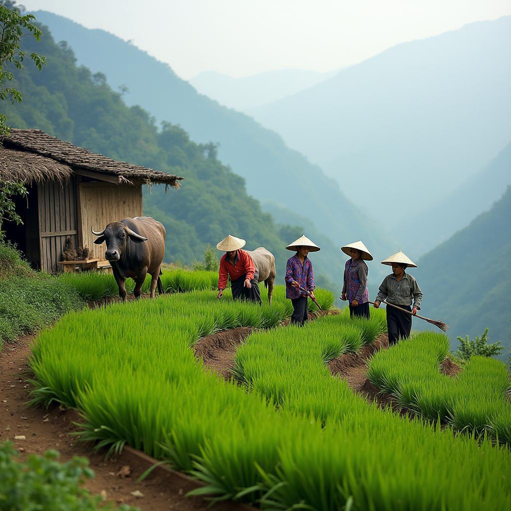 Hinh anh doi song sinh hoat, san xuat nong nghiep lam nuong ray cua nguoi dan xa Vinh Thong