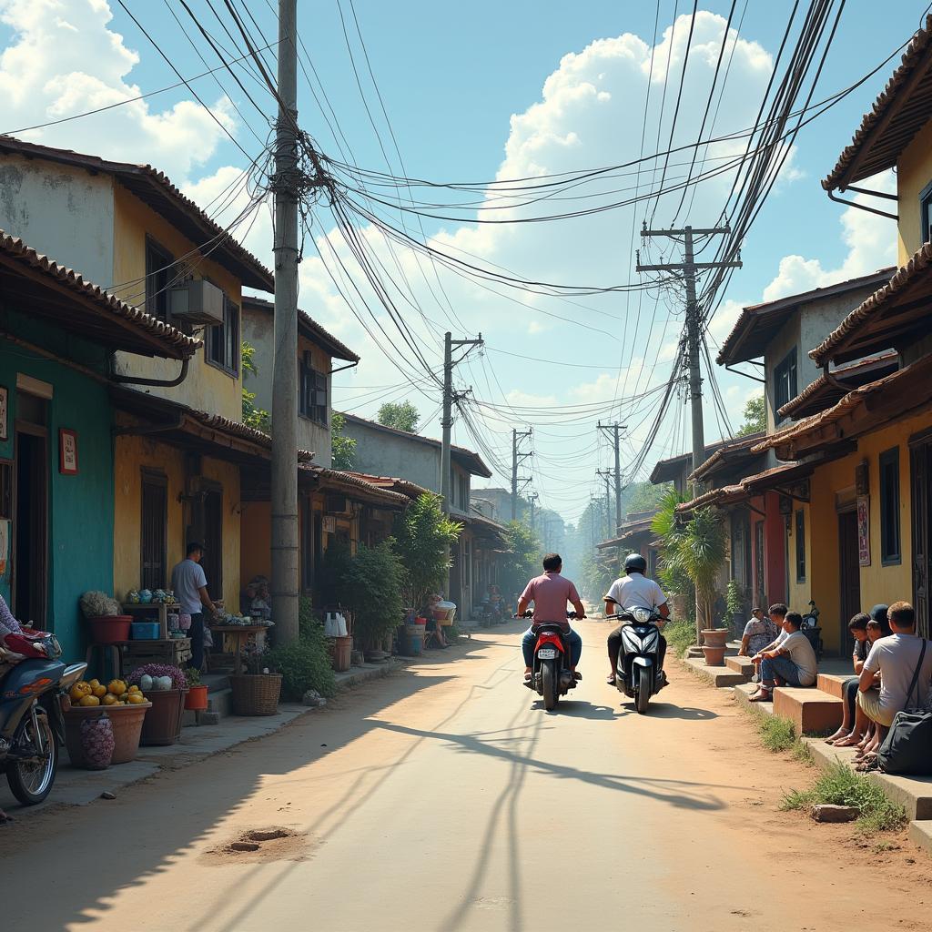 Canh quan doi song hang ngay tai Phuong Kim Bang tinh Ha Nam voi cho va cac cua hang nho