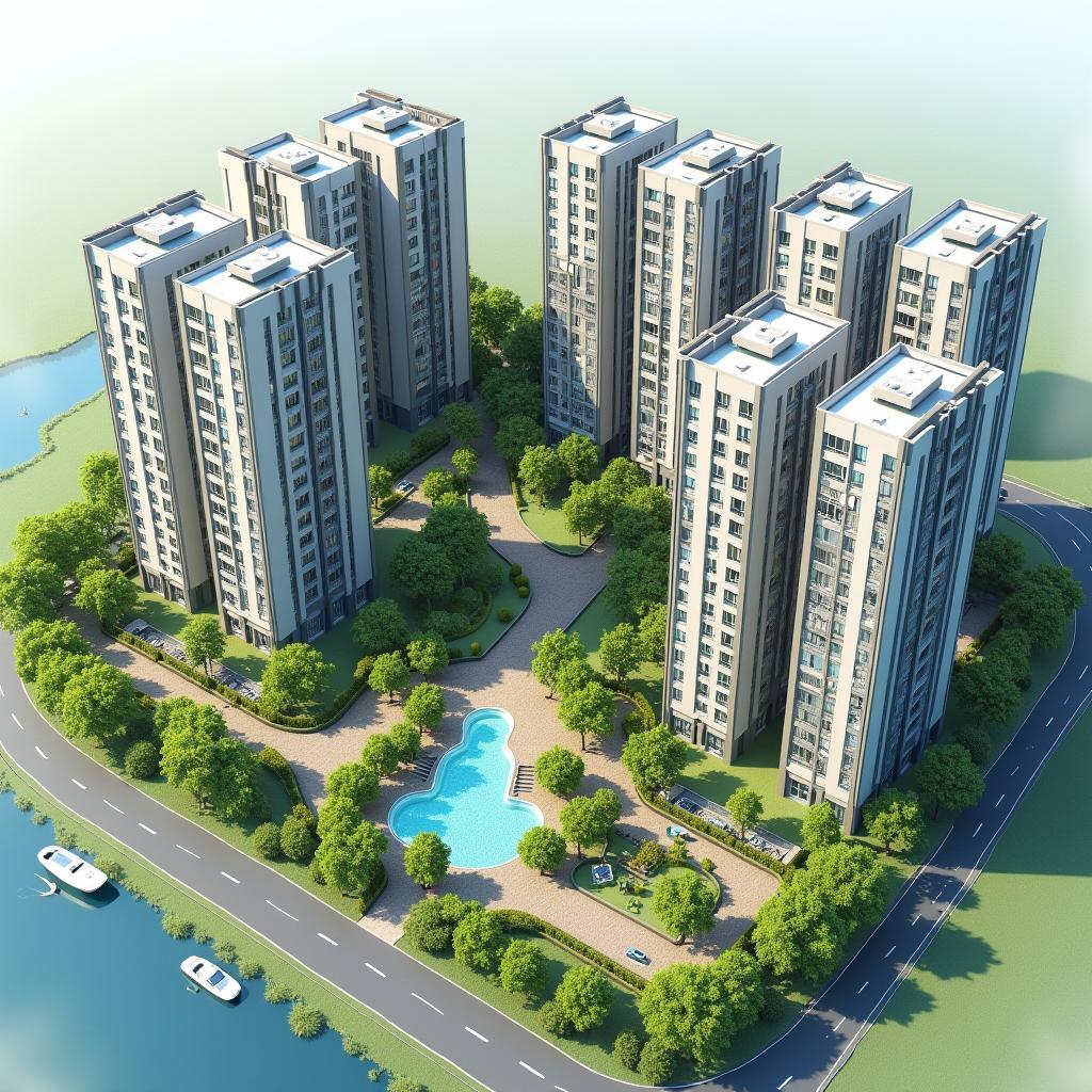 Cuộc sống và các tiện ích hiện đại tại Phường Phú Thượng, Quận Tây Hồ, bao gồm khu đô thị mới và không gian công cộng.