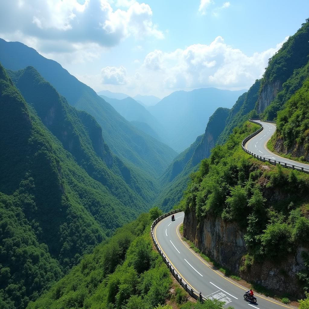 Cung đường đèo dẫn vào Xã Du Già, Hà Giang với khung cảnh núi non hùng vĩ