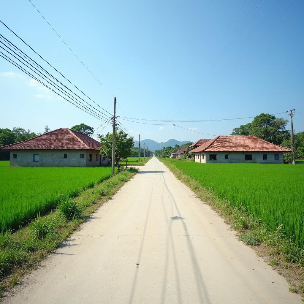 Con đường làng đã được bê tông hóa sạch đẹp dẫn vào trung tâm xã Quang Hưng, huyện Phù Cừ, tỉnh Hưng Yên