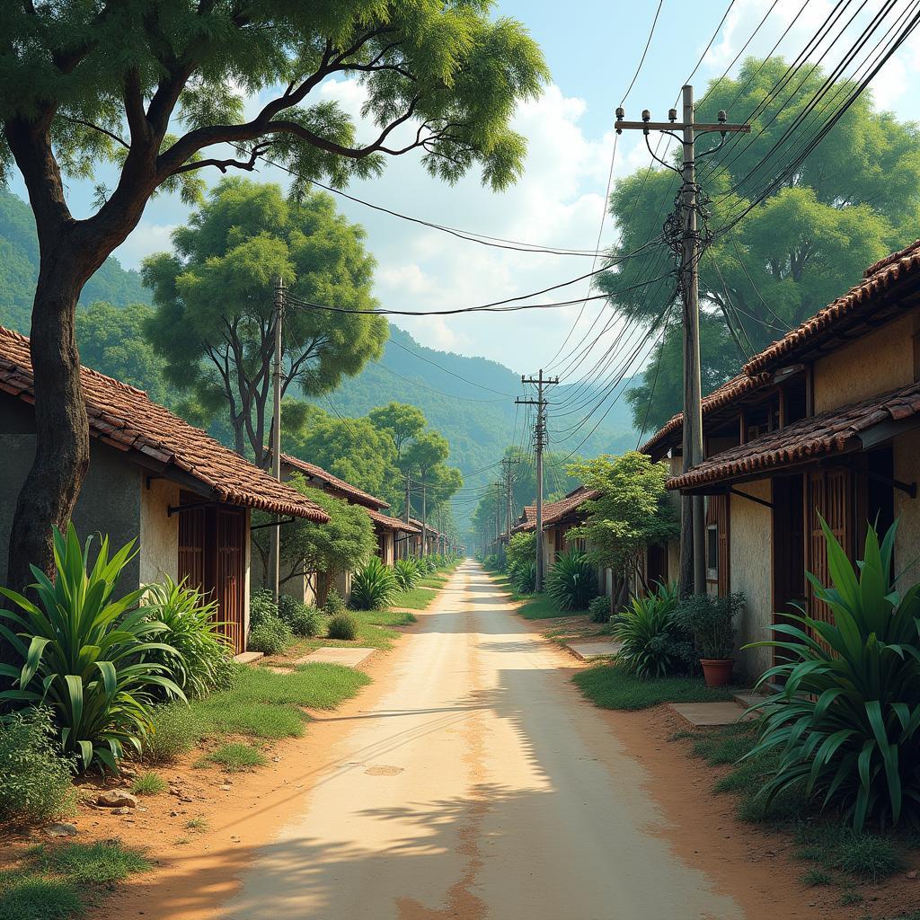 Con đường làng quen thuộc dẫn vào trung tâm Xã Hùng Việt, Hạ Hòa, Phú Thọ