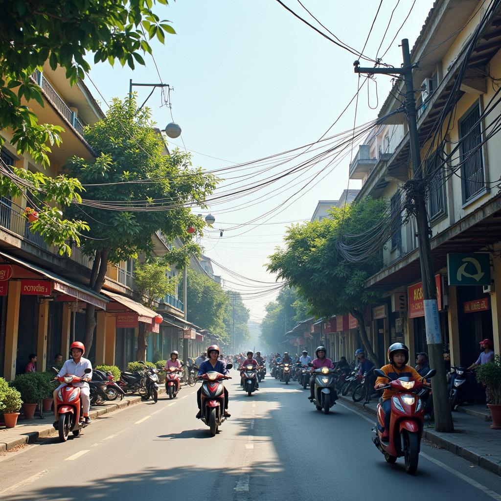 Hình ảnh đường phố sầm uất tại Phường Long Biên, Quận Long Biên, Hà Nội
