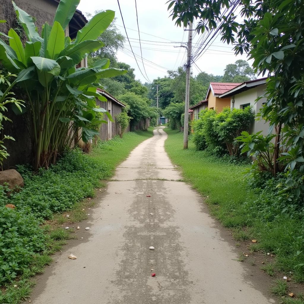 Mot con duong be tong khang trang dan vao xom lang o Xa Phu Binh