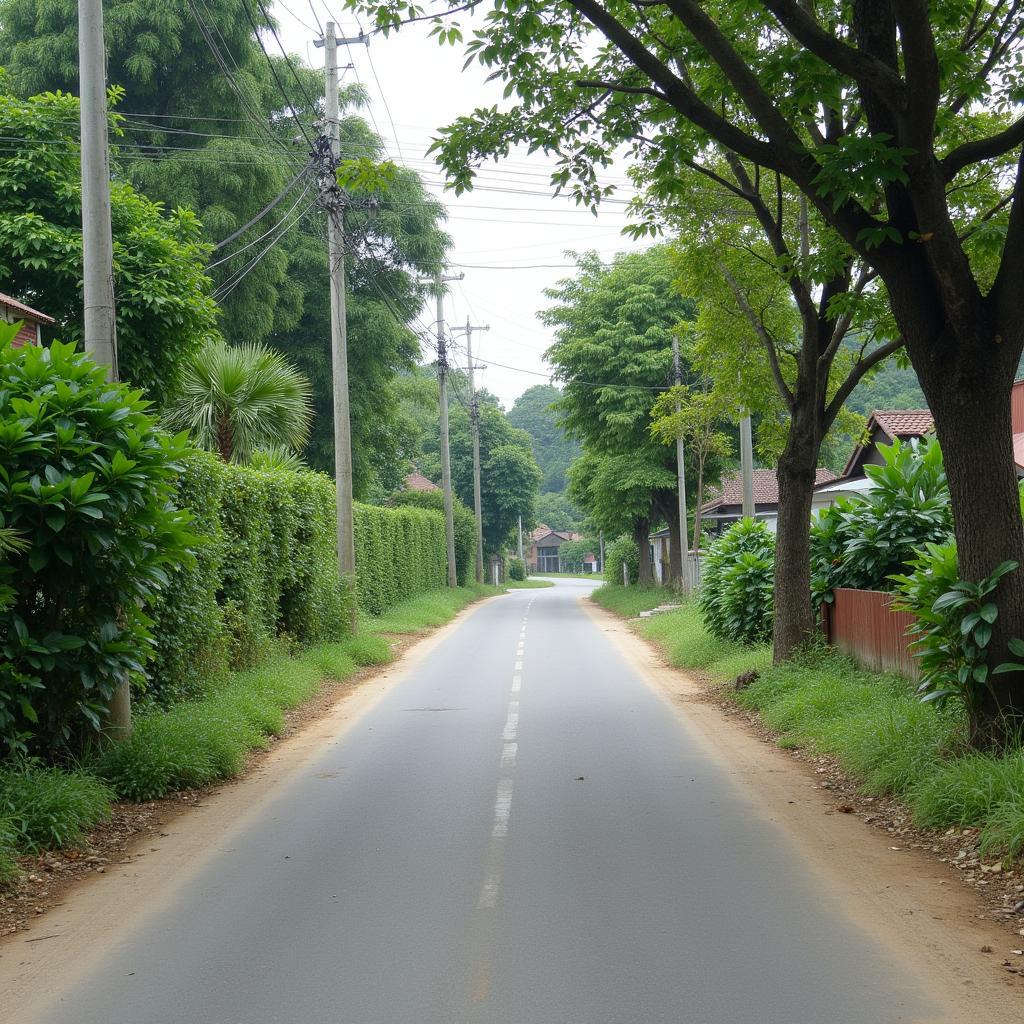 Hình ảnh con đường vào Xã Thư Lâm Huyện Gia Lâm Hà Nội giao thông thuận tiện