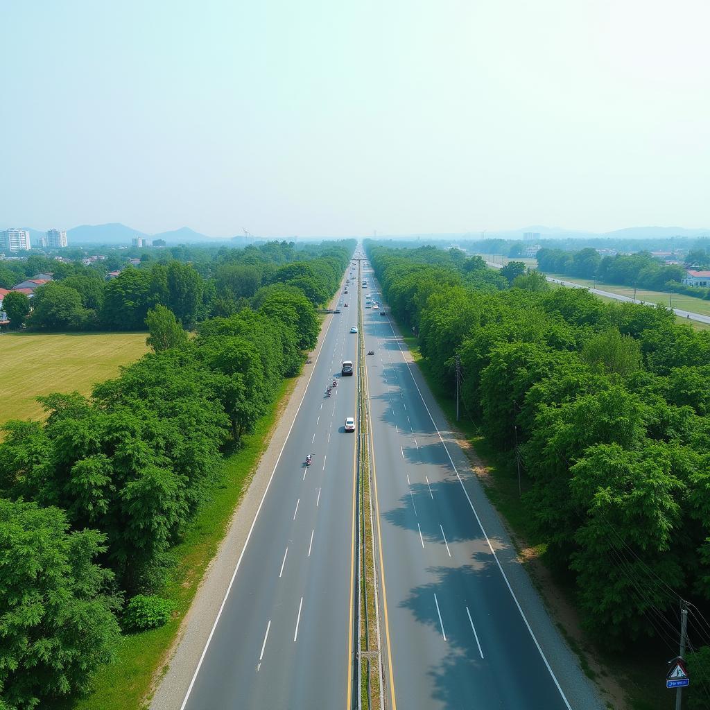 Tuyến đường chính dẫn về Xã Củ Chi, Huyện Củ Chi, Thành phố Hồ Chí Minh với cảnh quan hai bên đường