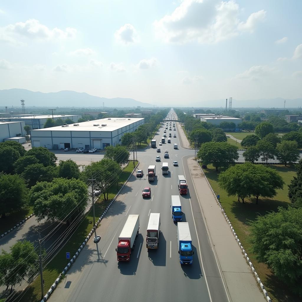 Hinh anh khu cong nghiep tai Phuong Duy Tien Tinh Ha Nam nhon nhip xe co