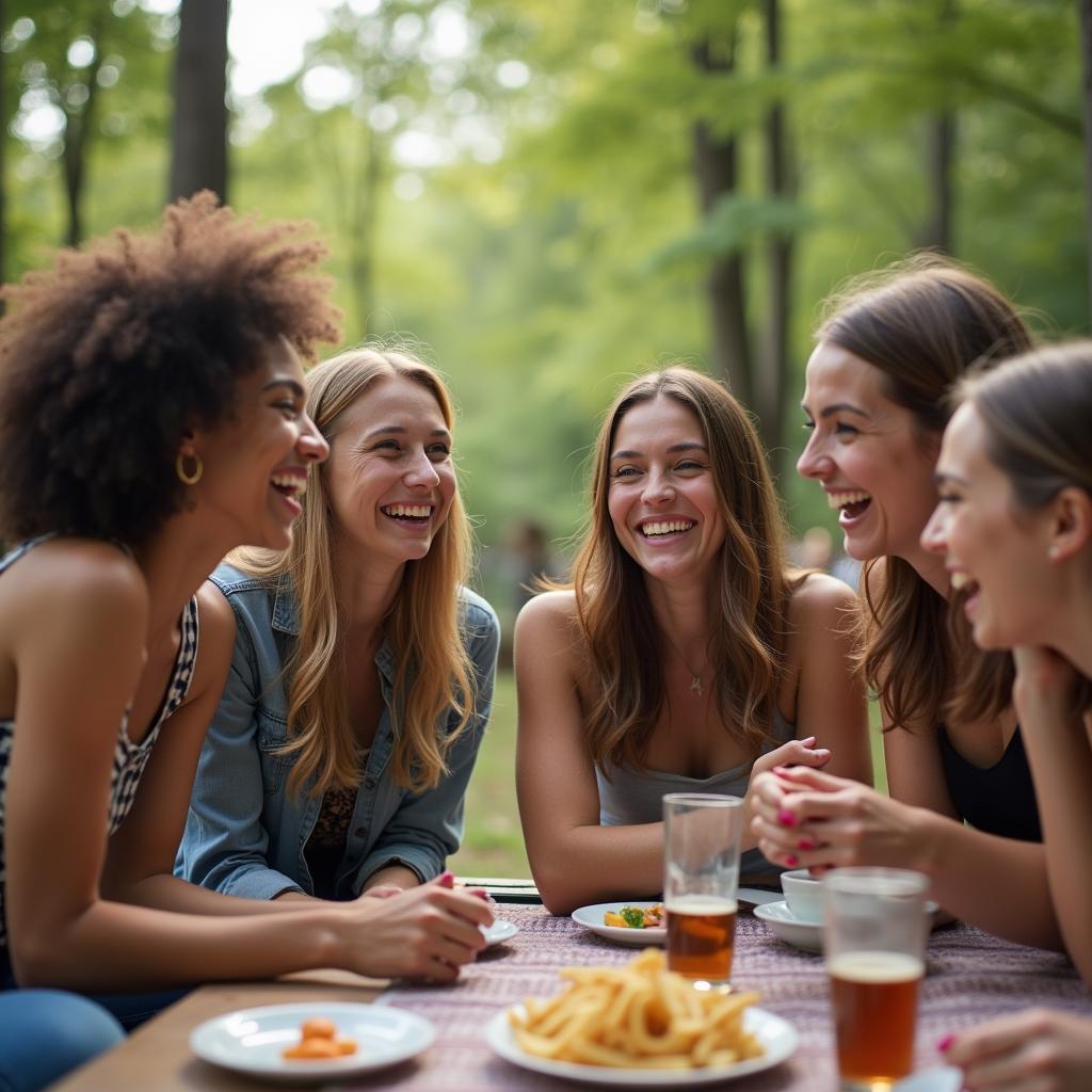 Nhóm bạn bè đa dạng cùng nhau tham gia một hoạt động Meetup, giúp duy trì và thắt chặt mối quan hệ.