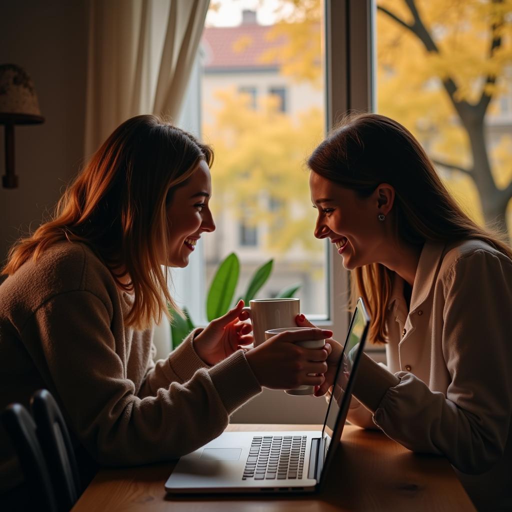 Hai người bạn thân ở hai thành phố khác nhau duy trì tình bạn bền chặt qua cuộc gọi video, xóa nhòa khoảng cách.