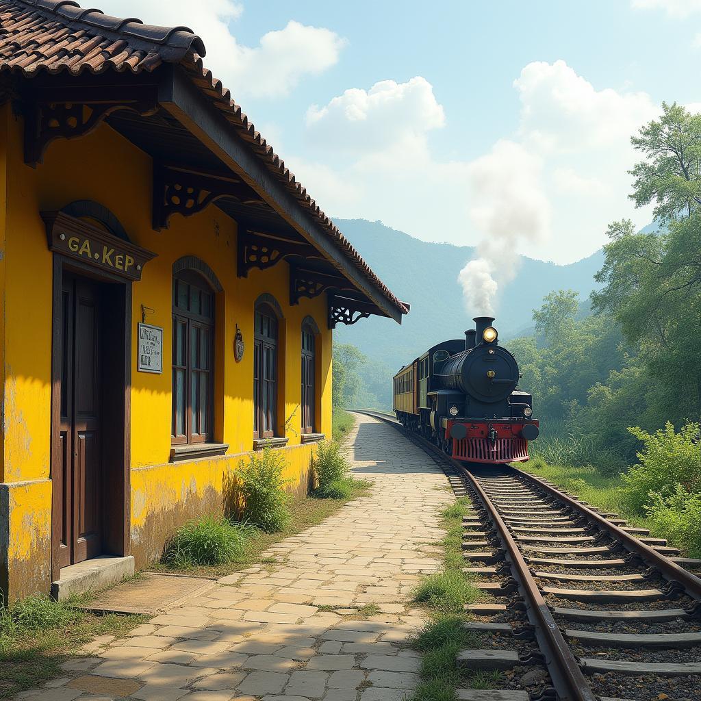 Hình ảnh ga Kép cổ kính ở Lạng Giang, Bắc Giang, một chứng nhân lịch sử quan trọng của vùng đất Bắc Giang.