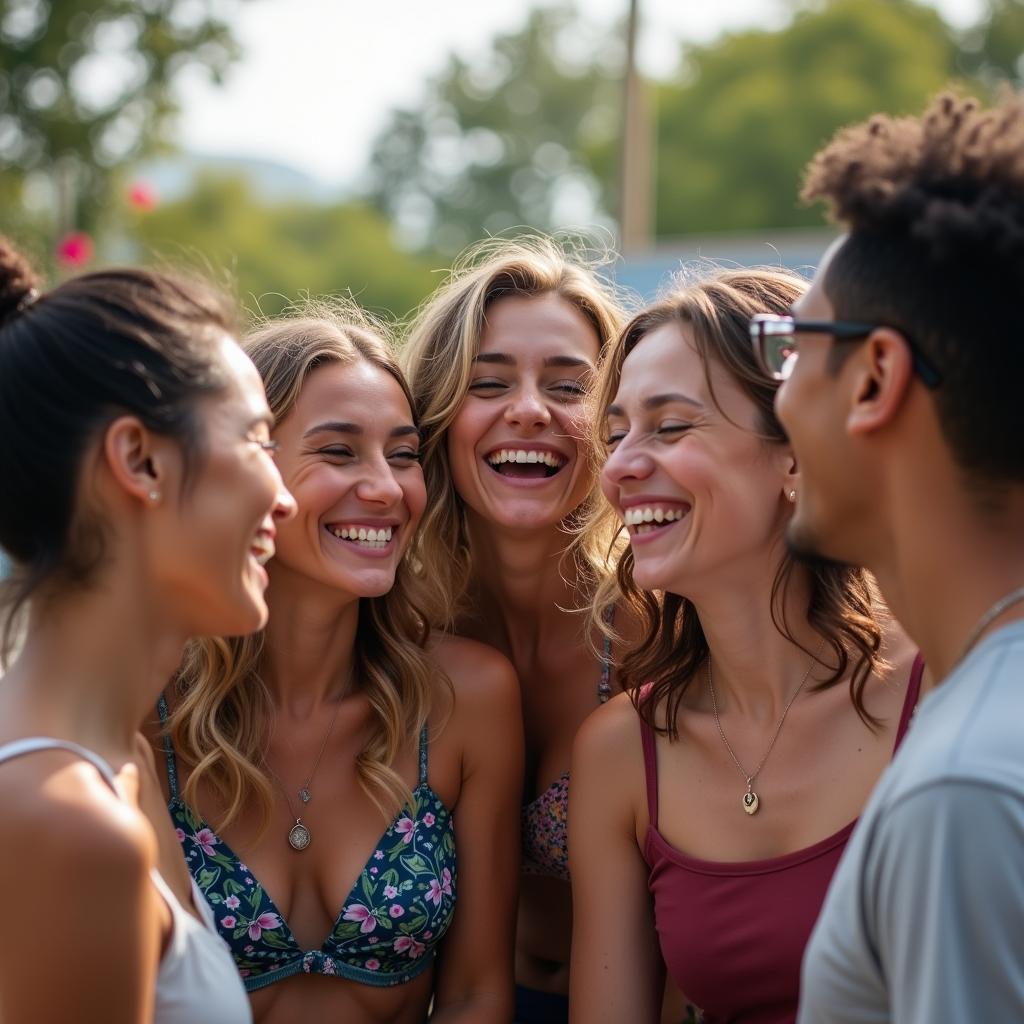 Nhóm bạn đa dạng gồm người LGBTQ+ và đồng minh vui vẻ bên nhau, biểu tượng cho gia đình được lựa chọn