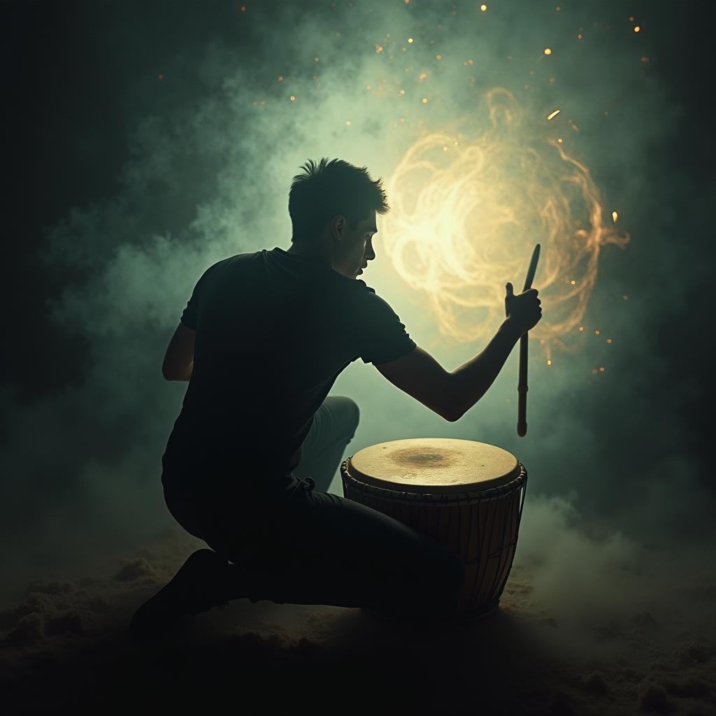 Giải mã giấc mơ thấy đánh trống dưới góc nhìn tâm lý, hình ảnh một người thể hiện cảm xúc mãnh liệt qua tiếng trống.