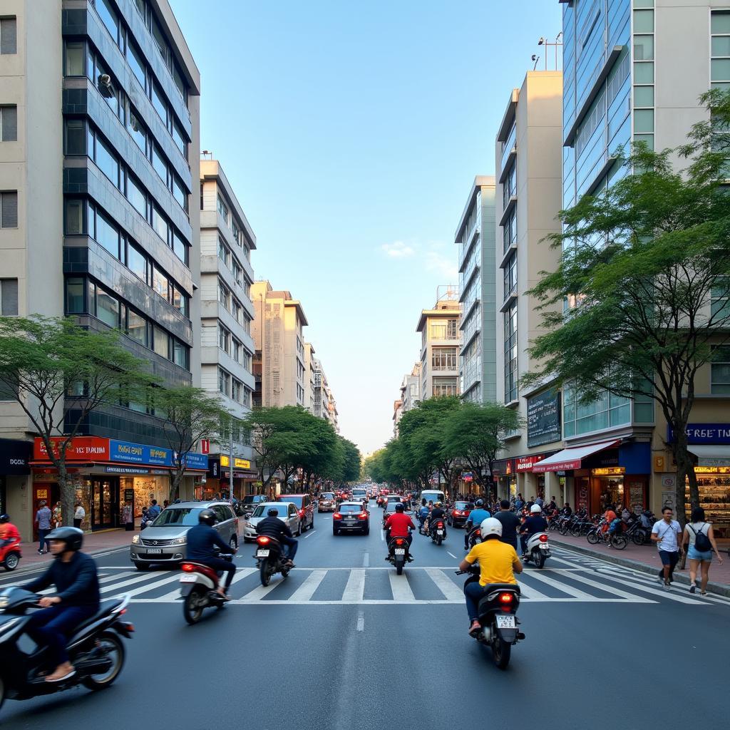 Hình ảnh ngã tư Lê Văn Khương sầm uất tại Phường Thới An Quận 12 vào giờ cao điểm