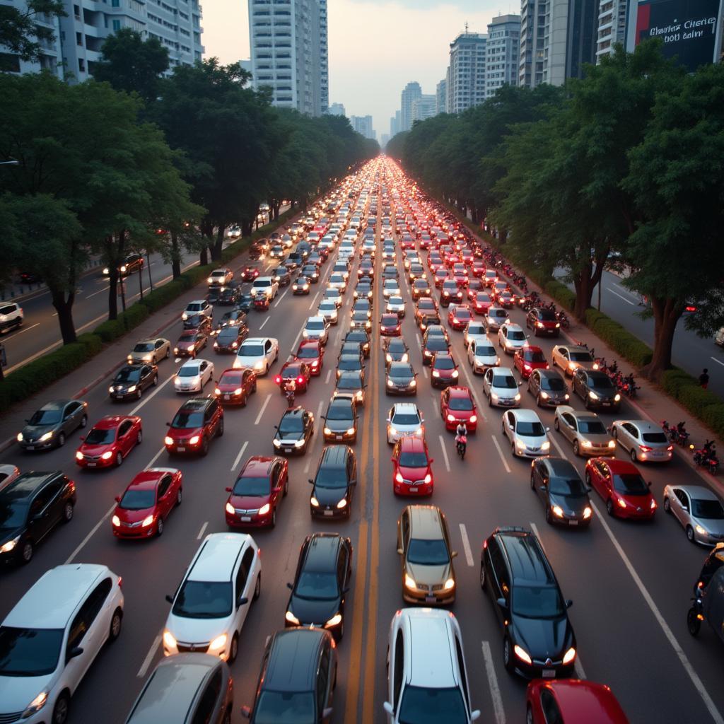 Giao thông nhộn nhịp trên Đường Bùi Đình Tuy Bình Thạnh vào giờ cao điểm buổi chiều