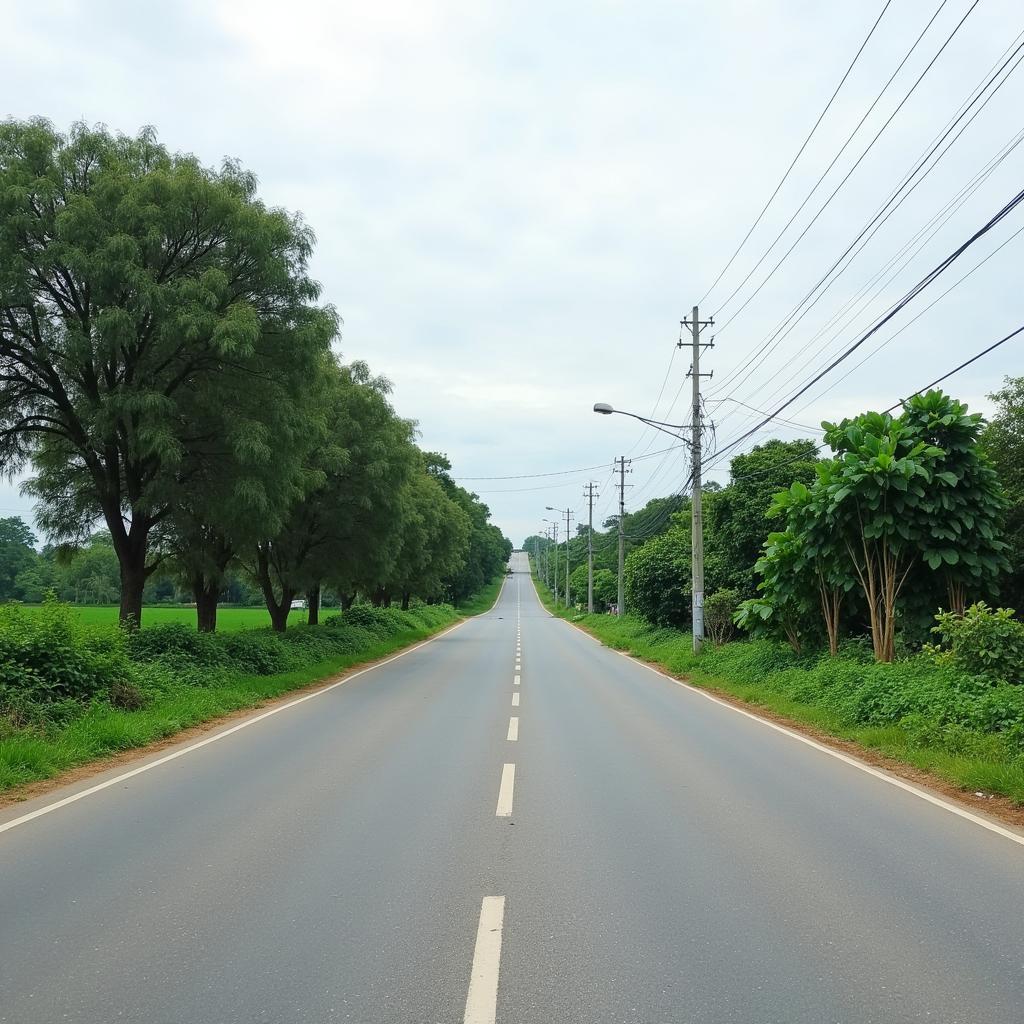 Hinh anh tuyen duong DT 741 tai xa Thuong Tan, Bac Tan Uyen, Binh Duong cho thay su phat trien ha tang giao thong
