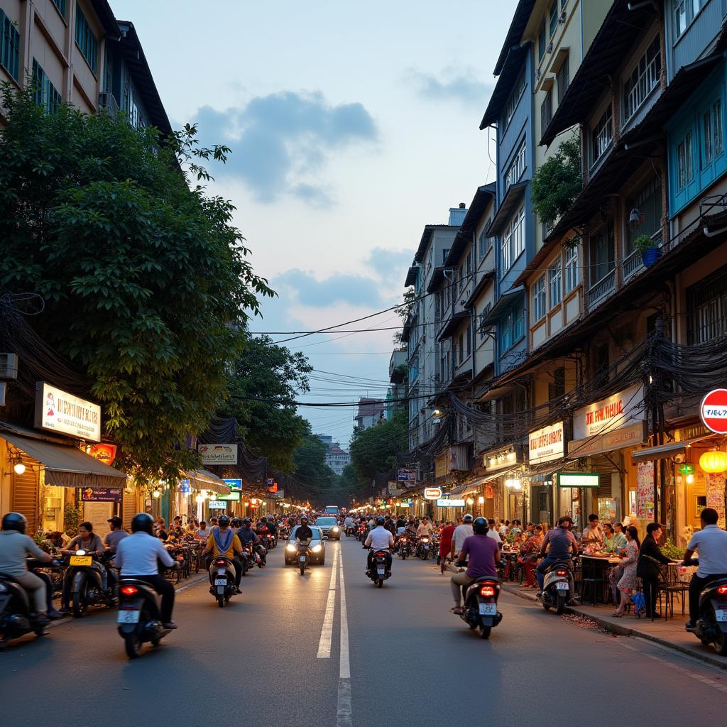 Góc phố nhộn nhịp tại phường Thủ Đức, Thành phố Thủ Đức với nhiều hàng quán và xe cộ qua lại, thể hiện sức sống của khu vực