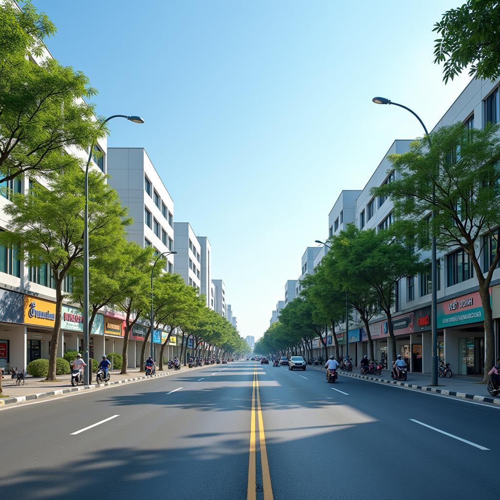 Hạ tầng giao thông nội khu tại Phường Việt Yên, Bắc Ninh được quy hoạch bài bản, đường sá rộng rãi.