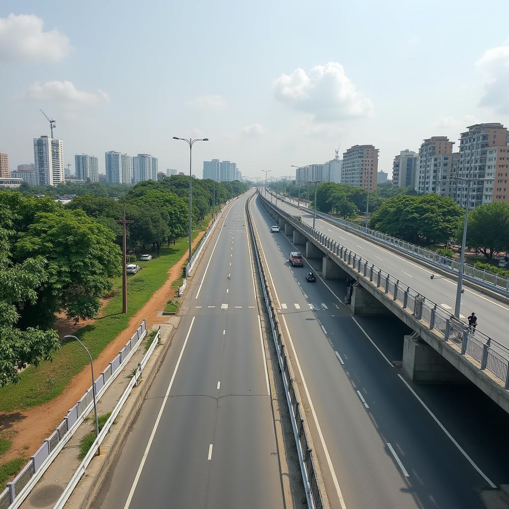 Hình ảnh tuyến đường chính đã được nâng cấp tại Xã Nhà Bè, Huyện Nhà Bè