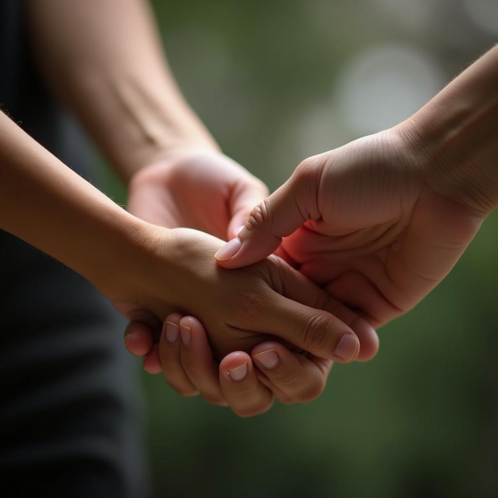 Hình ảnh cận cảnh hai bàn tay đang từ từ nắm lấy nhau, biểu tượng cho sự hàn gắn và nỗ lực cứu vãn một tình bạn sau xung đột