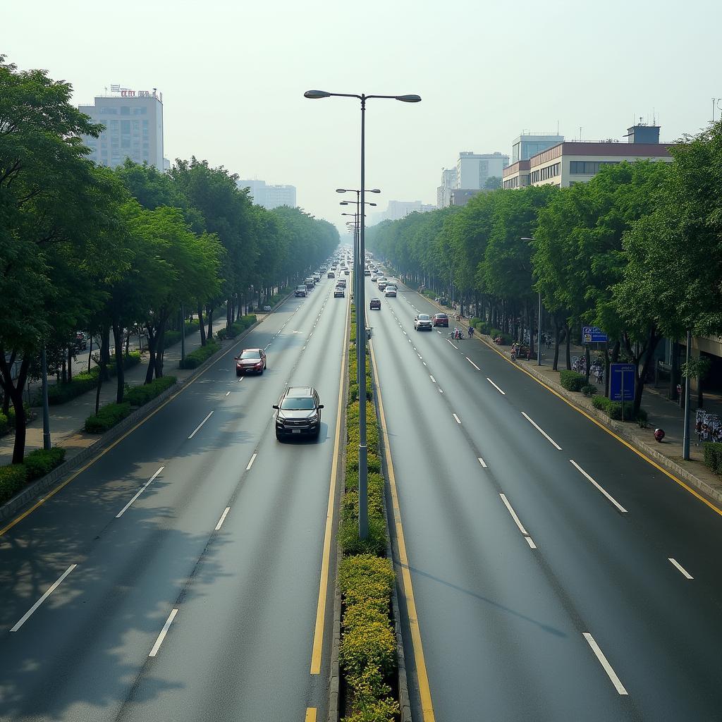 Tuyến đường giao thông huyết mạch tại Phường Xuân Phương, Nam Từ Liêm, thể hiện kết nối khu vực