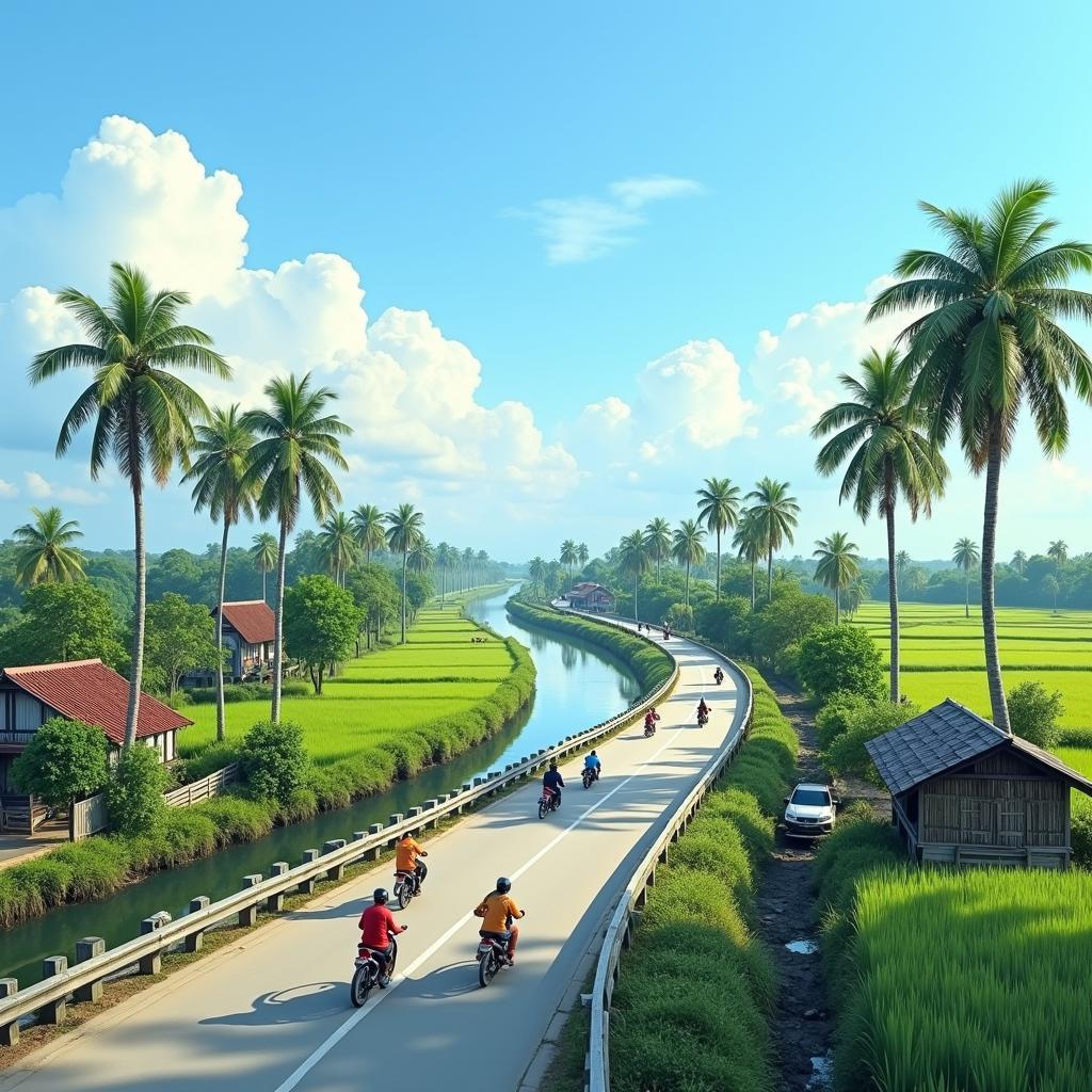 Hình ảnh thực tế Cầu Cống Đá nhỏ bắc qua kênh trên tuyến Quốc lộ 54 thuộc địa phận xã Thuận Thới, Trà Ôn.