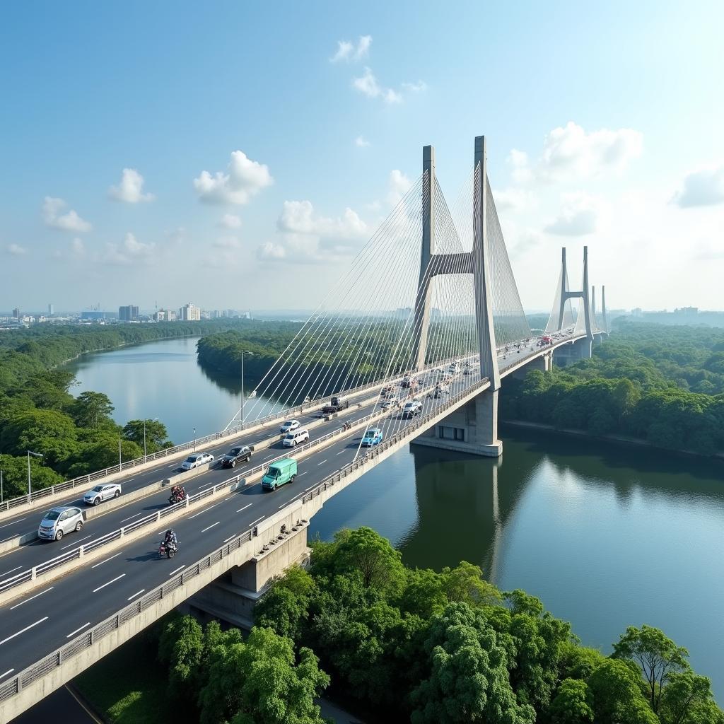 Toàn cảnh Cầu Rạch Trà mới vững chãi bắc qua kênh Rạch Trà, kết nối giao thông huyết mạch Củ Chi và Hóc Môn