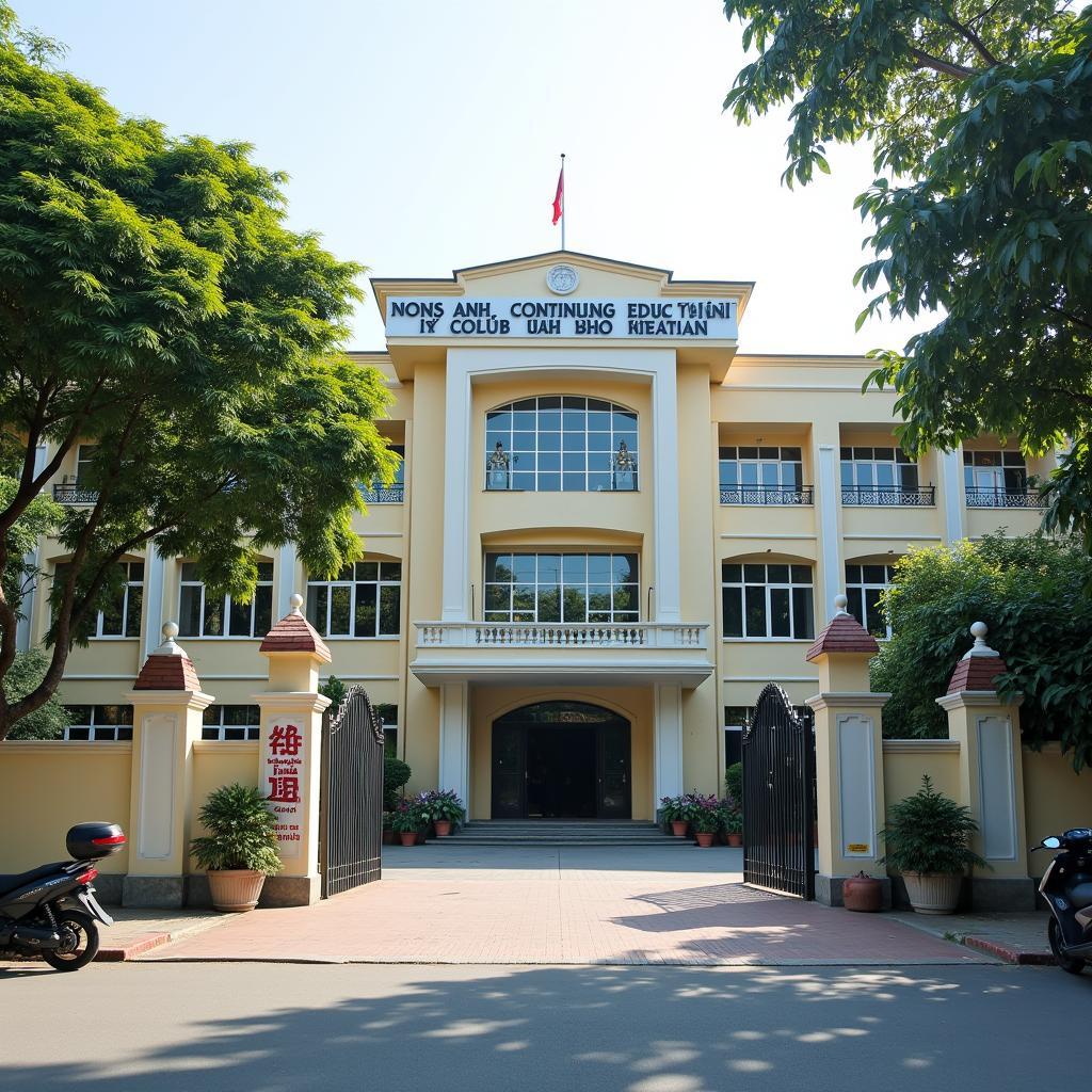 Hình ảnh cổng chính của Trung tâm GDTX Đông Anh, H. Đông Anh, TP. Hà Nội từ bên ngoài