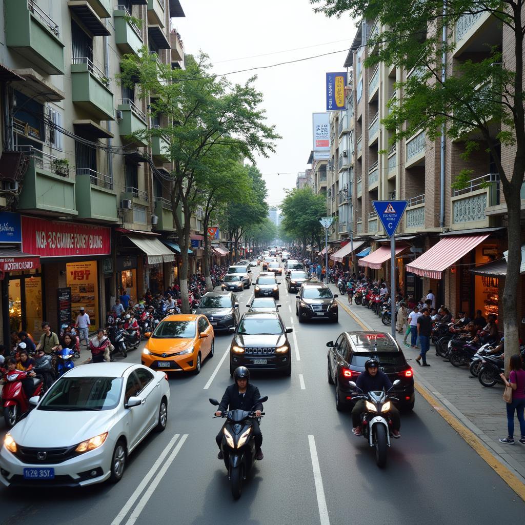 Hình ảnh thực tế giao lộ Ngã 3 Đông Quang sầm uất trên đường Nguyễn Ảnh Thủ, quận 12 vào ban ngày.