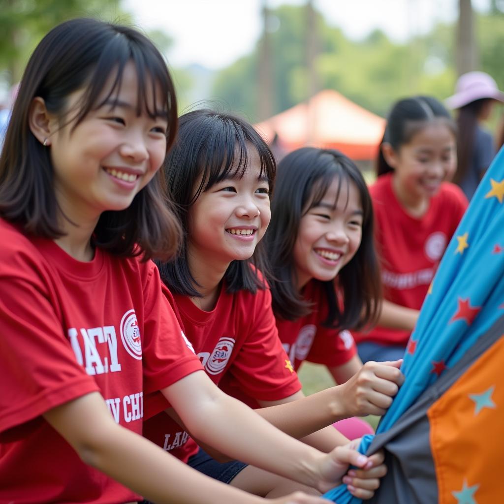 Học sinh Trường THPT Thanh Đa năng động tham gia hoạt động hội trại 26/3, thể hiện tinh thần đoàn kết và sáng tạo.