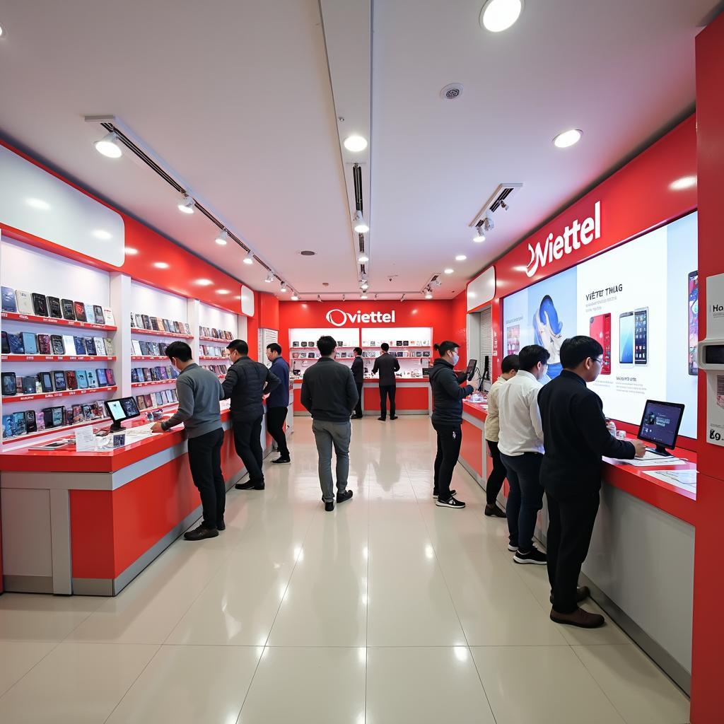 Khách hàng trải nghiệm dịch vụ và mua sắm tại Viettel Store 763 Quang Trung Gò Vấp