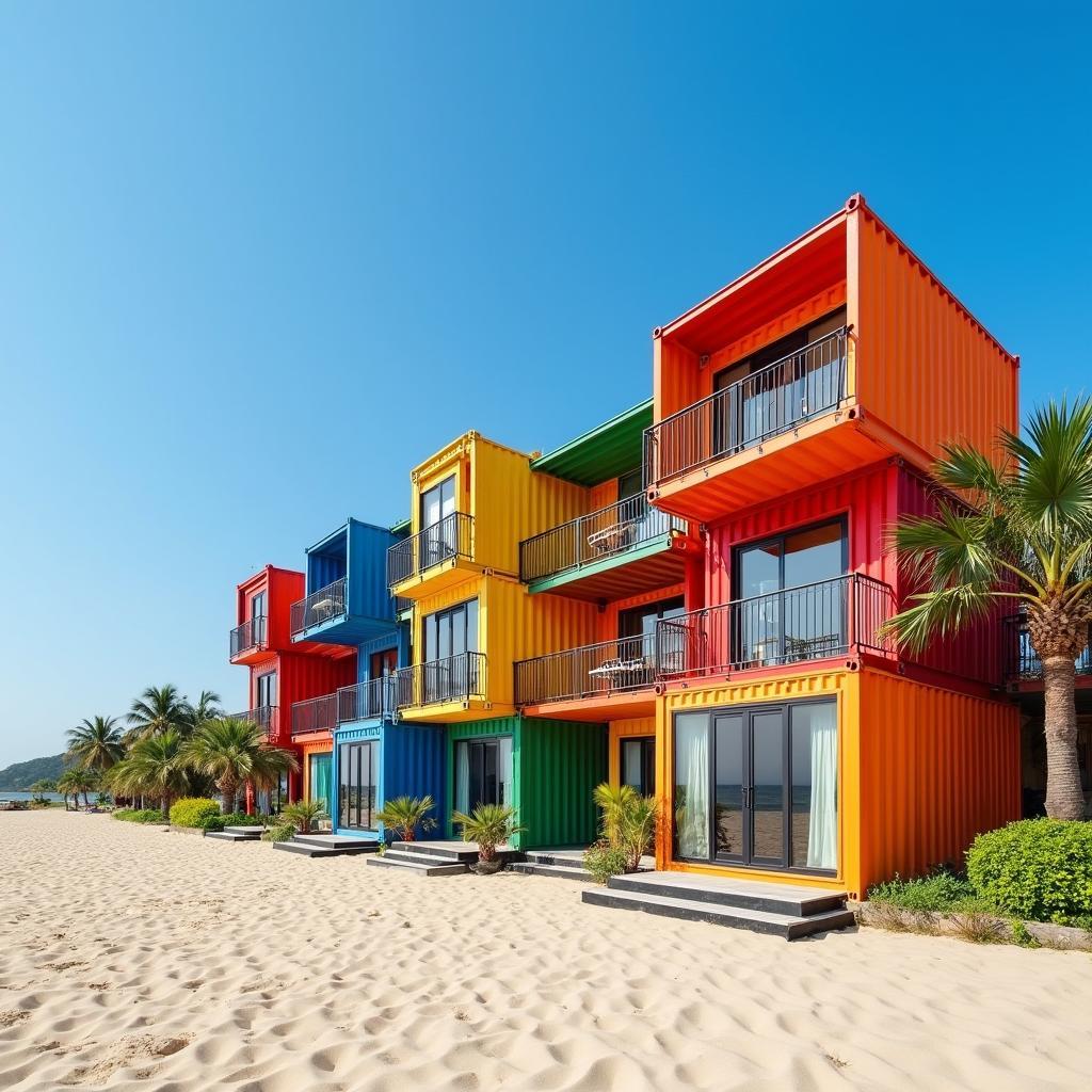 Toàn cảnh Khách sạn Container Rainbow tại Nghi Hương, Cửa Lò với view biển tuyệt đẹp và thiết kế độc đáo