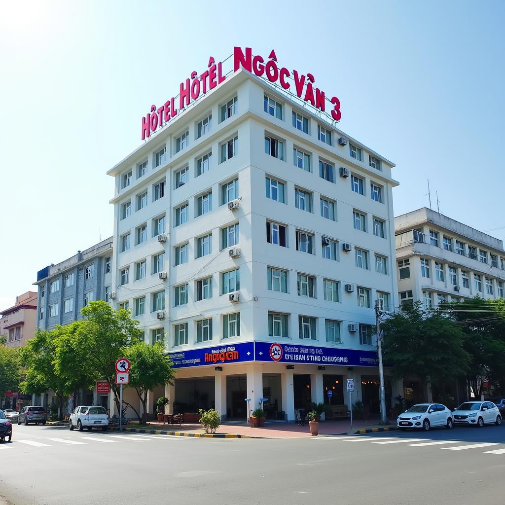Toàn cảnh mặt tiền Hotel Ngọc Vân 3 tại 139 đường 16/4, phường Mỹ Bình, Phan Rang Tháp Chàm, Ninh Thuận.