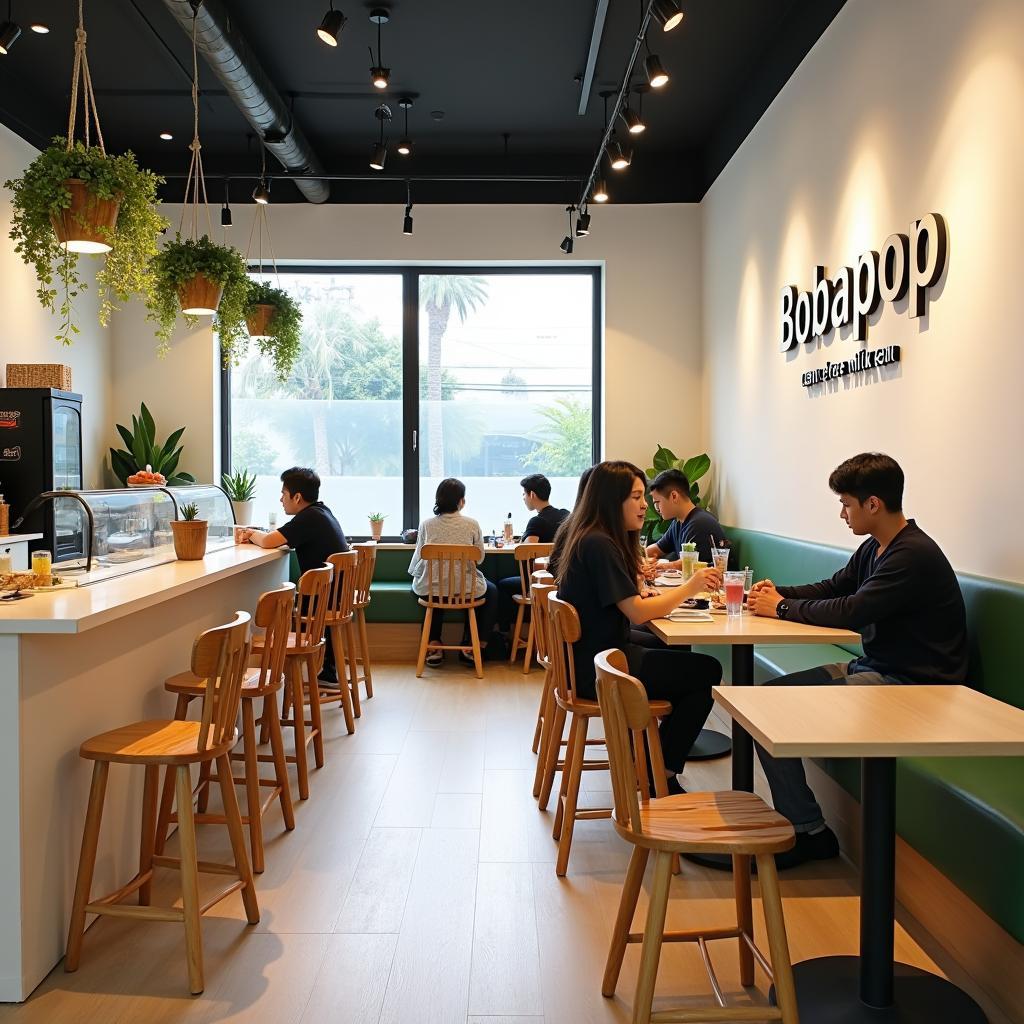 Không gian bên trong quán trà sữa Bobapop Cao Lãnh 121 Tôn Đức Thắng với thiết kế hiện đại, trẻ trung