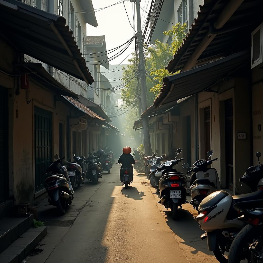 Không gian sinh hoạt yên tĩnh bên trong Ngõ 376 Đường Bưởi với những ngôi nhà dân sinh