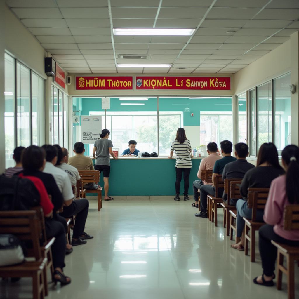 Không gian chờ và làm thủ tục hành chính bên trong trụ sở UBND phường Bưởi, Tây Hồ