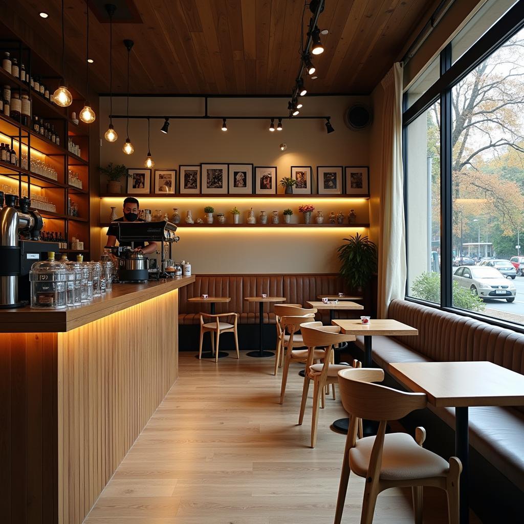 Không gian thoáng đãng và trang trí ấn tượng tại Coffee Gốc Gõ Bạc Liêu