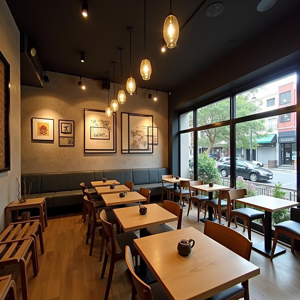 Không gian bên trong Highlands Coffee 307 Nguyễn Duy Trinh ấm cúng
