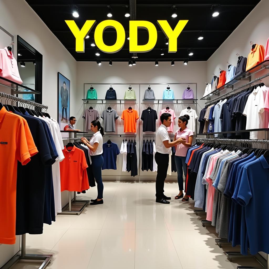 Không gian mua sắm bên trong cửa hàng YODY Lạng Sơn hiện đại, sạch sẽ và chuyên nghiệp.
