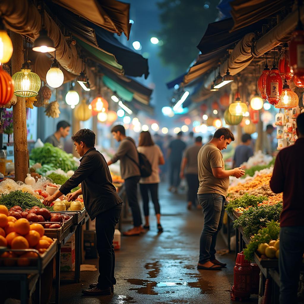 Không gian mua sắm sầm uất và nhộn nhịp tại Chợ Nam Trung Yên, Cầu Giấy, Hà Nội
