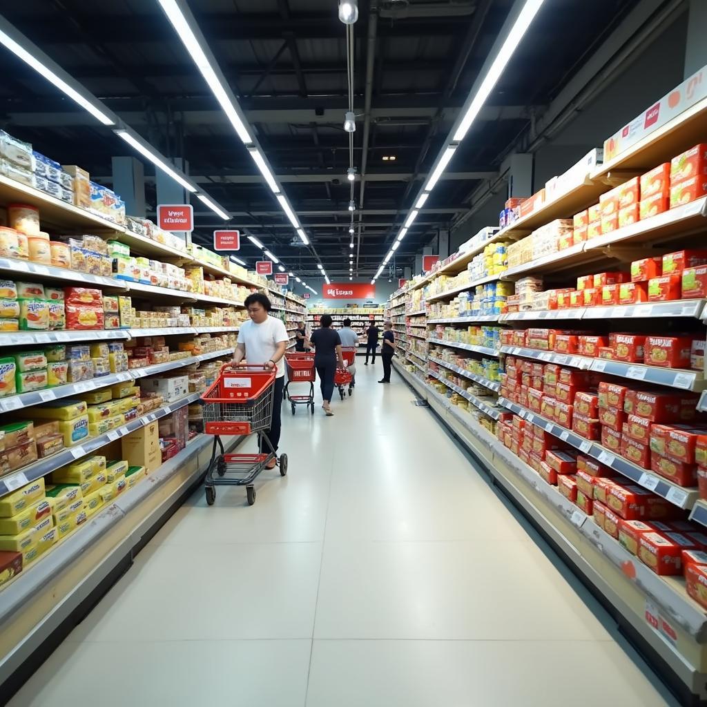 Không gian mua sắm rộng rãi và sạch sẽ bên trong siêu thị VinMart Tân Bình đường Ni Sư Huỳnh Liên.