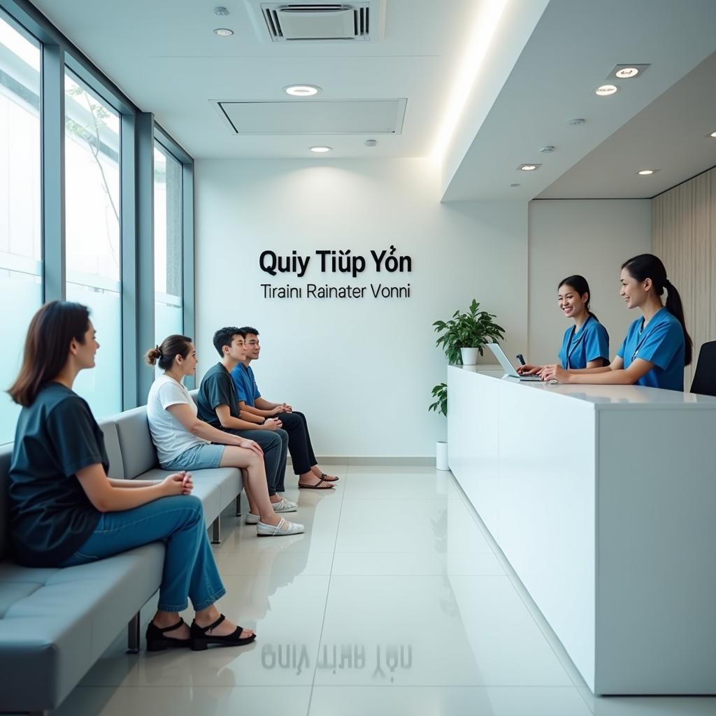 Không gian phòng chờ sạch sẽ và khu vực tiếp đón tại Phòng khám Đa khoa Yên Hòa, Cầu Giấy.