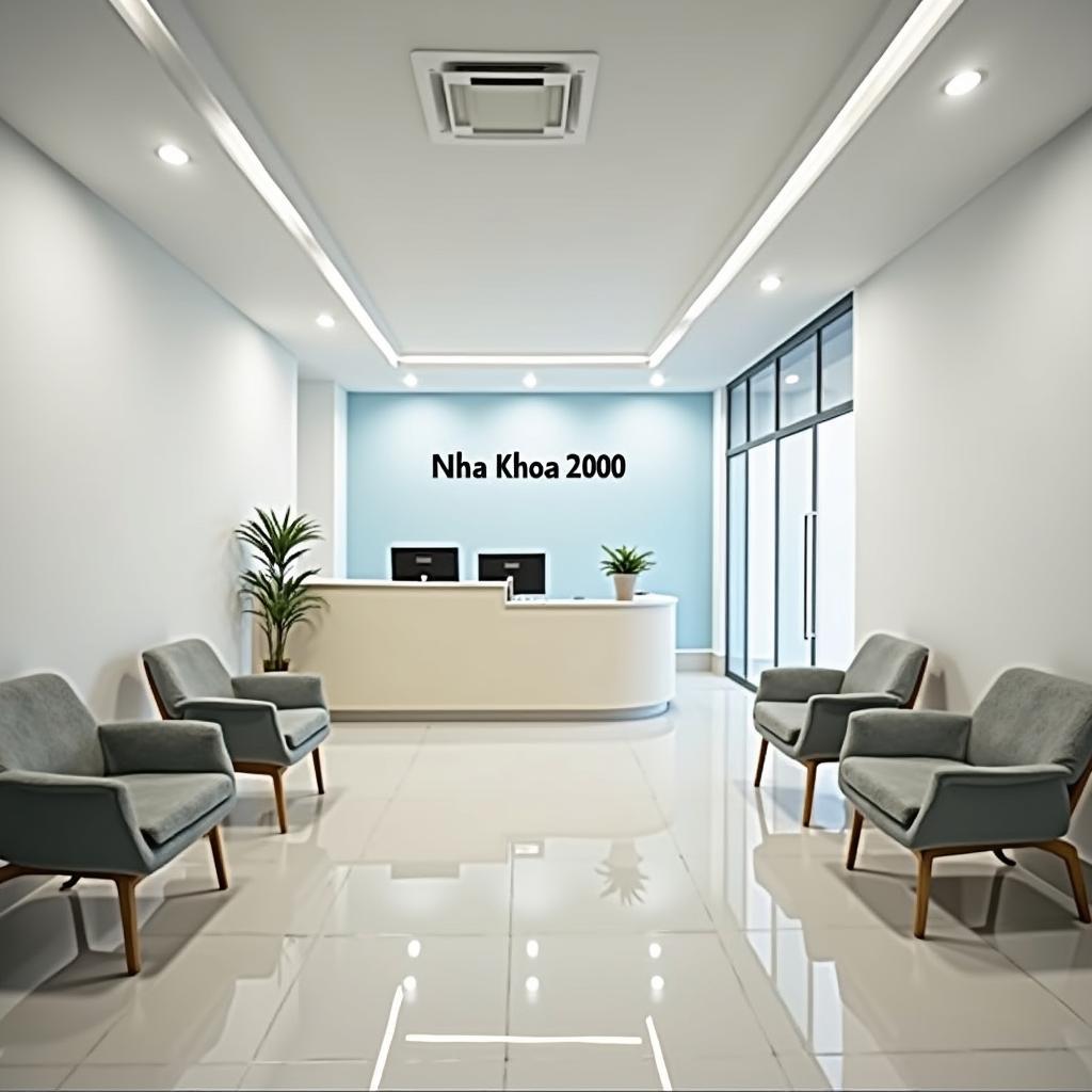 Không gian bên trong phòng khám Nha Khoa 2000 tại 99 Hồ Hảo Hớn Quận 1, sạch sẽ và hiện đại.