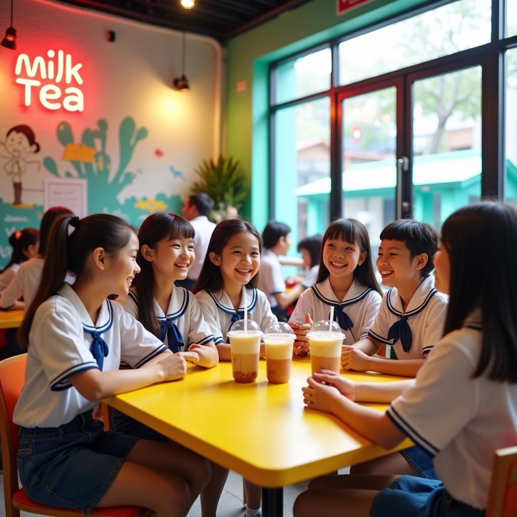 Không gian check-in sống ảo tại quán Trà sữa Chill cổng trường Phan Văn Hùng, Đại Hải, Sóc Trăng