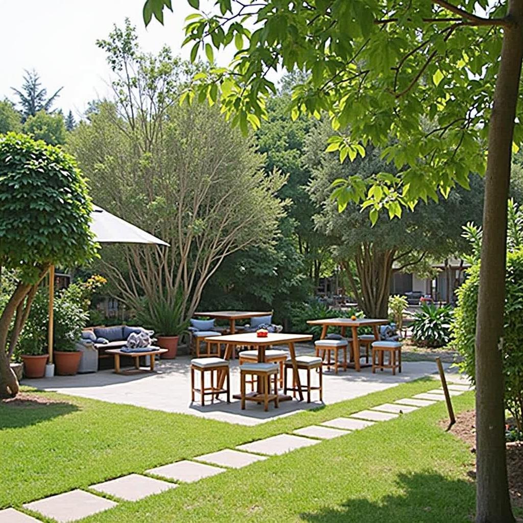 Hình ảnh không gian sân vườn yên bình tại Hoàng Uyên Đà Lạt Homestay