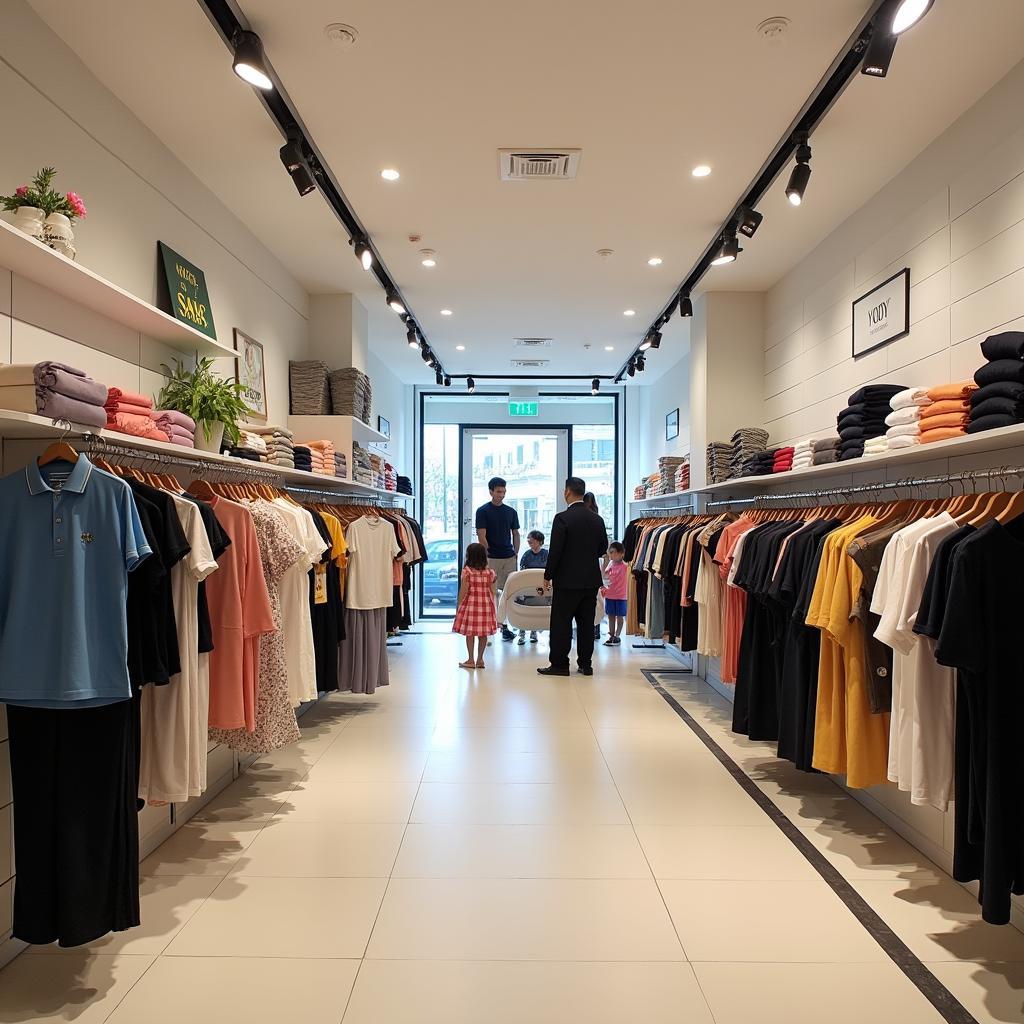 Không gian mua sắm rộng rãi và các sản phẩm thời trang đa dạng tại Yody Triệu Sơn, Thôn Giắt.