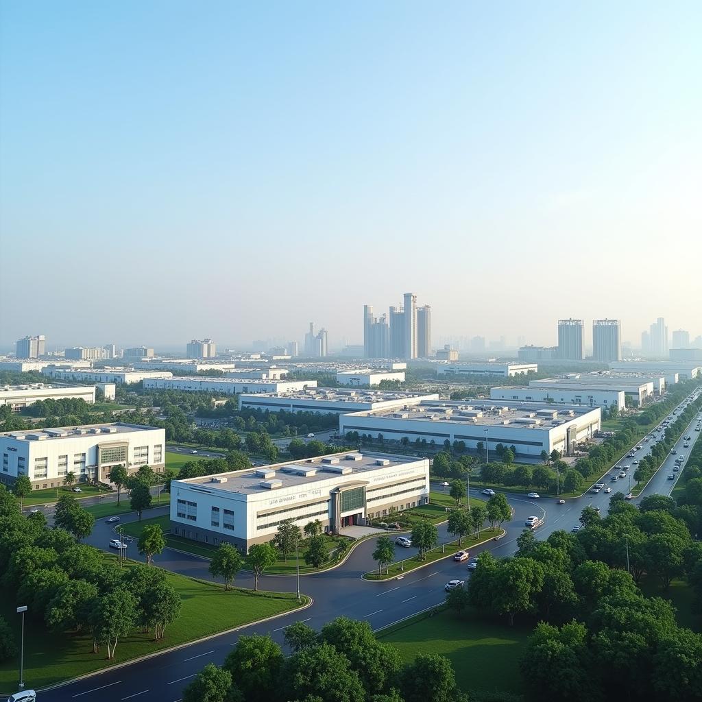 Toàn cảnh khu công nghiệp sầm uất tại Phường Trạm Lộ, Bắc Ninh với nhiều nhà máy hiện đại