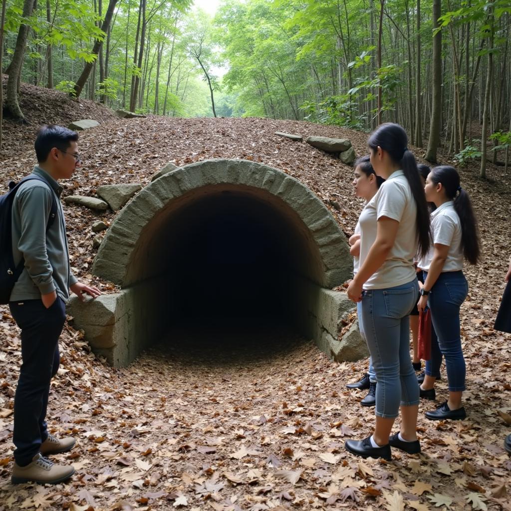 Lối vào một đường hầm tại Khu di tích lịch sử Địa đạo Củ Chi, một điểm đến không thể bỏ lỡ gần Xã Nhuận Đức