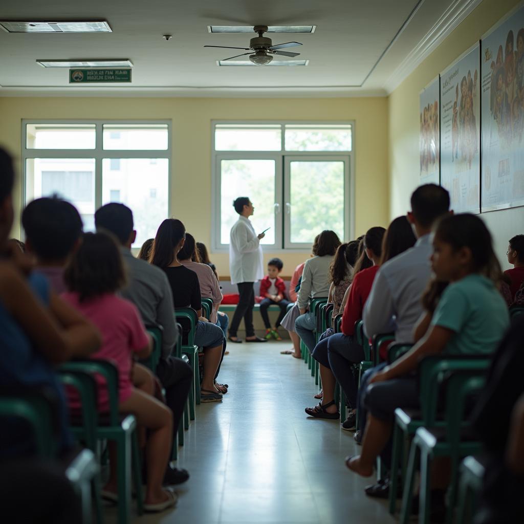 Không gian bên trong khu vực chờ khám tại Bệnh viện Nhi TW, chia sẻ kinh nghiệm và quy trình khám bệnh cho các bậc phụ huynh.